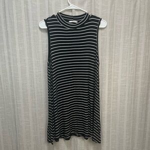 Black/white striped tank top mini flowy dress